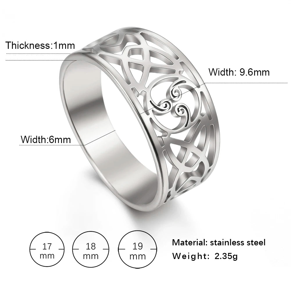 Witch Knot Triskele Ring — Triple Spiral, Gold & Silver Tone