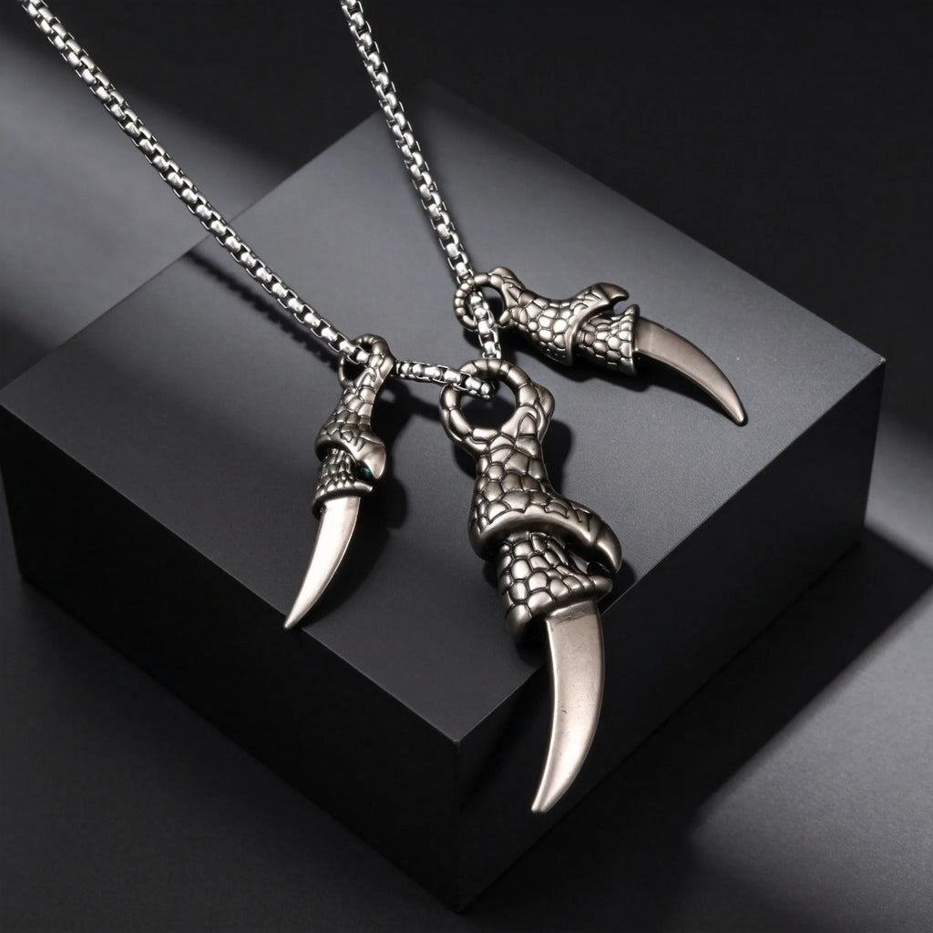 Punk Dragon Claw Pendant Necklace for Men, Fashion 70cm Stainless Steel Long Chain Necklace, Creative Hip Hop Jewelry Gifts
