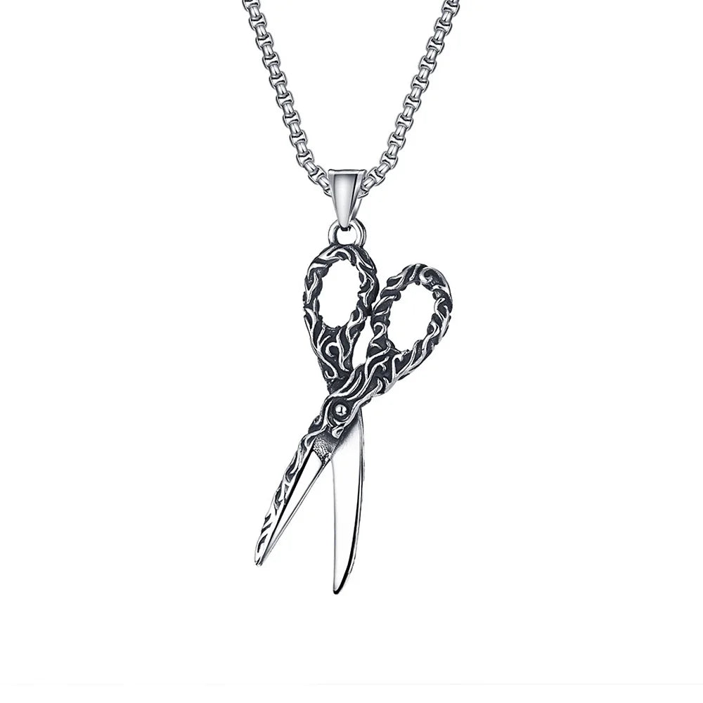 Scissors Pendant Necklace — Stainless Steel