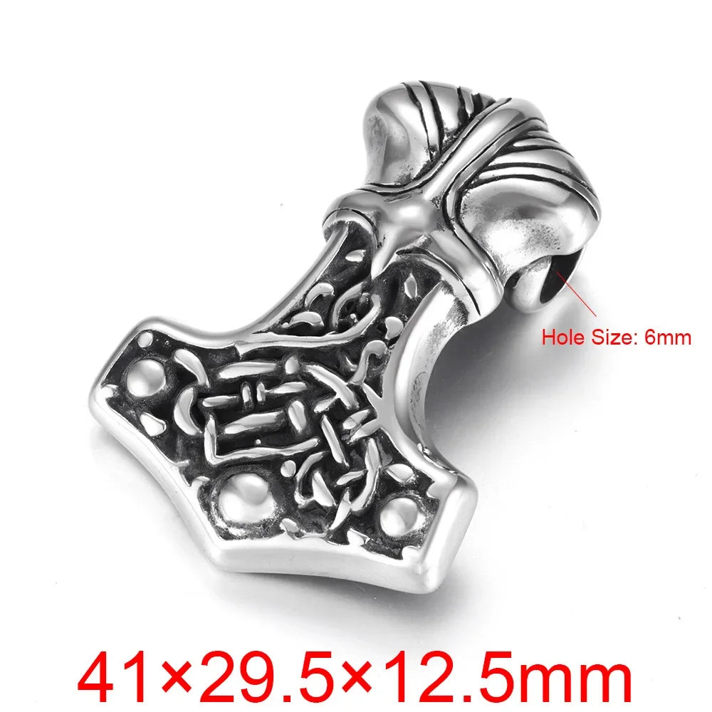 Stainless Steel Viking Norse Pendant for Necklace DIY Accessories Jewelry Making Findings Men Charm Supplies Punk Axe