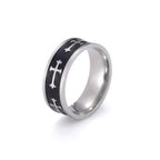 Dreamtimes Vintage Cross Rings for Men and Women Fashion Punk Jewelry Black Anillos Stainless Steel Metal Accessories