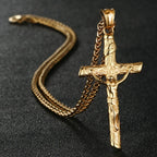 St. Benedict Exorcism Cross Pendant Necklace — Stainless Steel