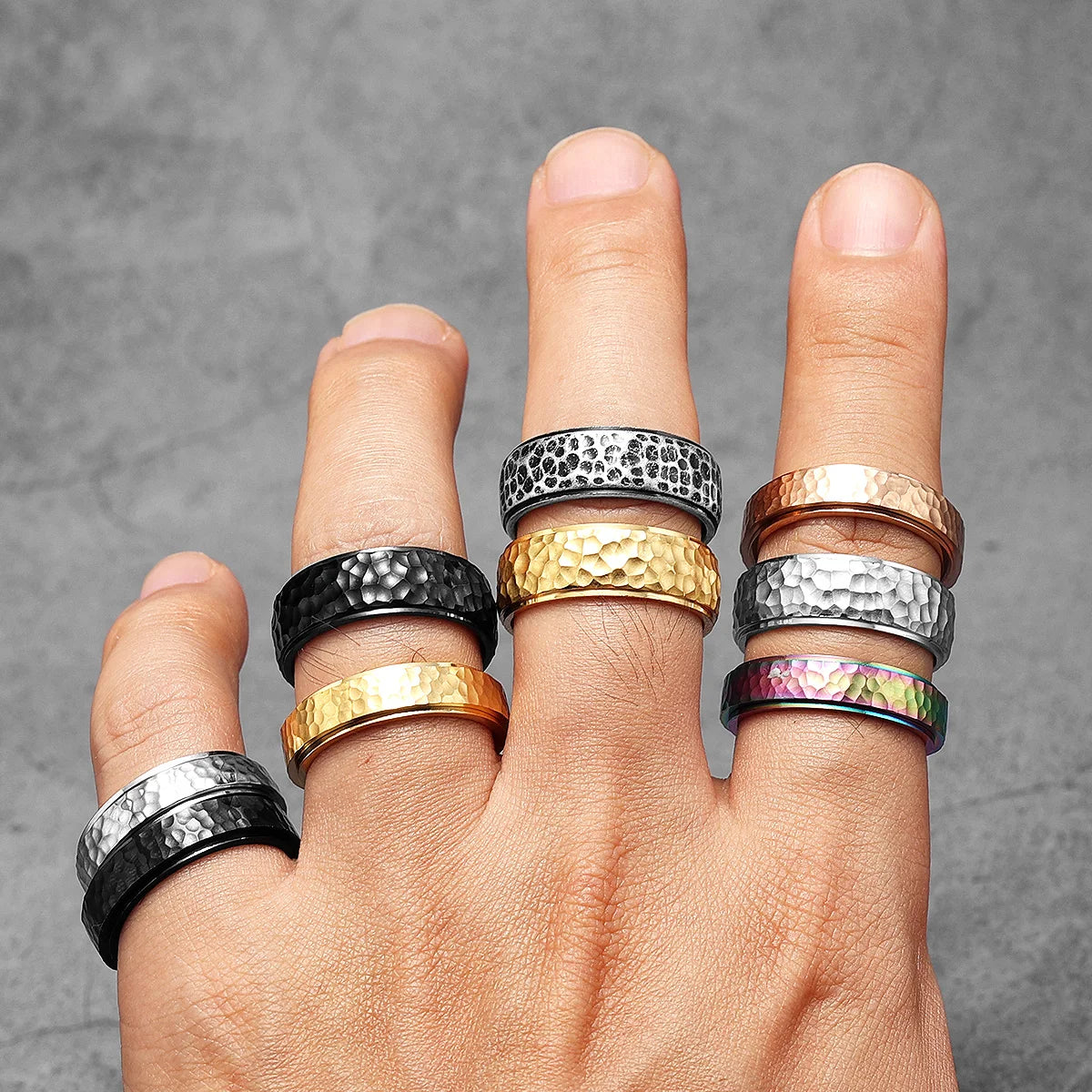 Meteorite Fidget Spinner Ring — Stainless Steel