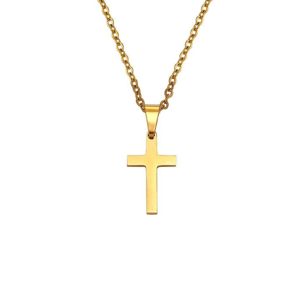 Stainless Steel Cross Pendant Necklace Minimal