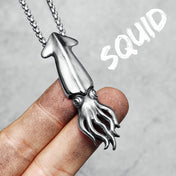 Finned Cthulhu Squid Necklace Pendant Chain