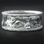 Creative Hot Selling Dual Eye Gaze Ring European And American 925 Silver Plated 18k Gold Relief Carved Eye Men's Ring