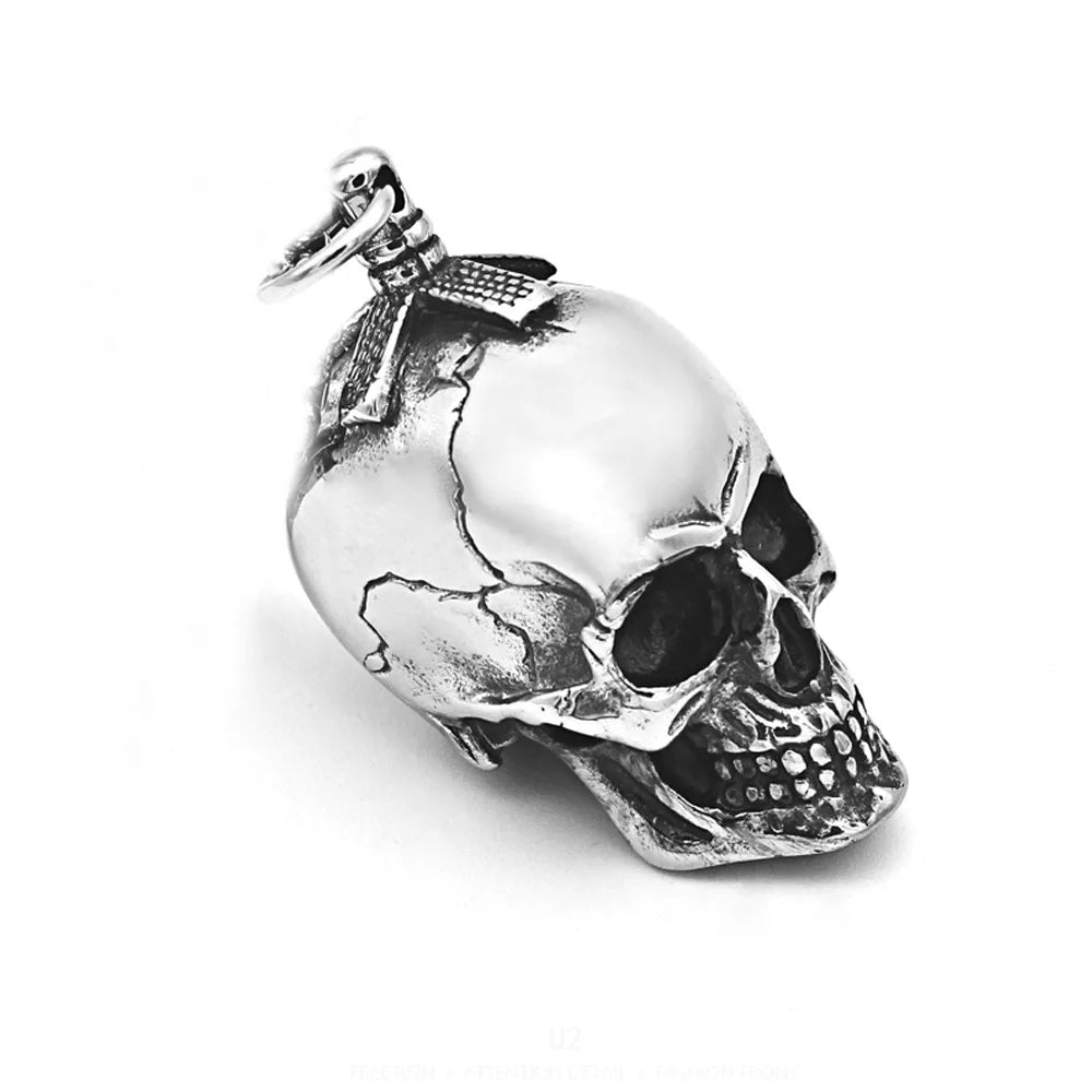 3D Gothic Skull Pendant Necklace — Stainless Steel