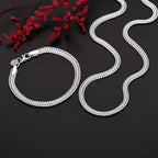 Y2K Silver-Tone Geometric Necklace Bracelet Set, 6mm
