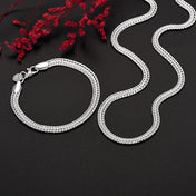 Y2K Silver-Tone Geometric Necklace Bracelet Set, 6mm