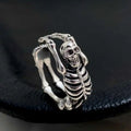 FuGui Vintage Skeleton Skeleton Frame Open Ring Punk Dark Style Cold Exaggerated Unisex Universal Finger Ring Fashion Jewelry