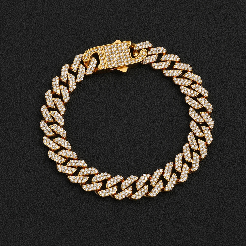 Iced Out Miami Cuban Chain Bracelet — Stainless Steel