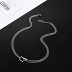 Hip Hop Double Lock Pendant Necklace For Man Woman Non-Fading Titanium Steel Choker Clavicle Chain Kpop Couple Jewelry