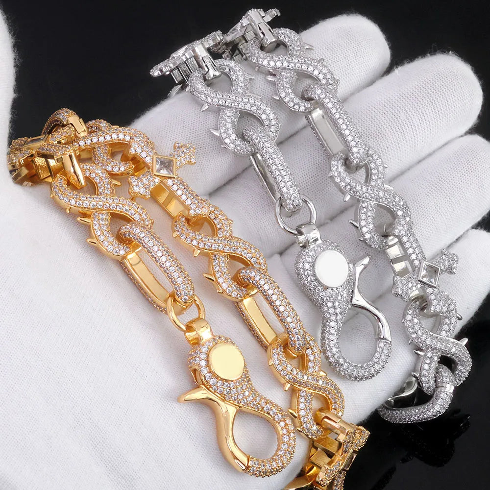 Silver Cross Chain Necklace Iced Out Infinity