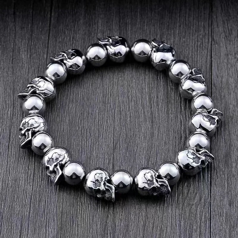 Full Skull Bracelet Adjustable Size Gothic Men's Motorcycle Riding Bracelet Hip Hop Punk Rock Jewelry