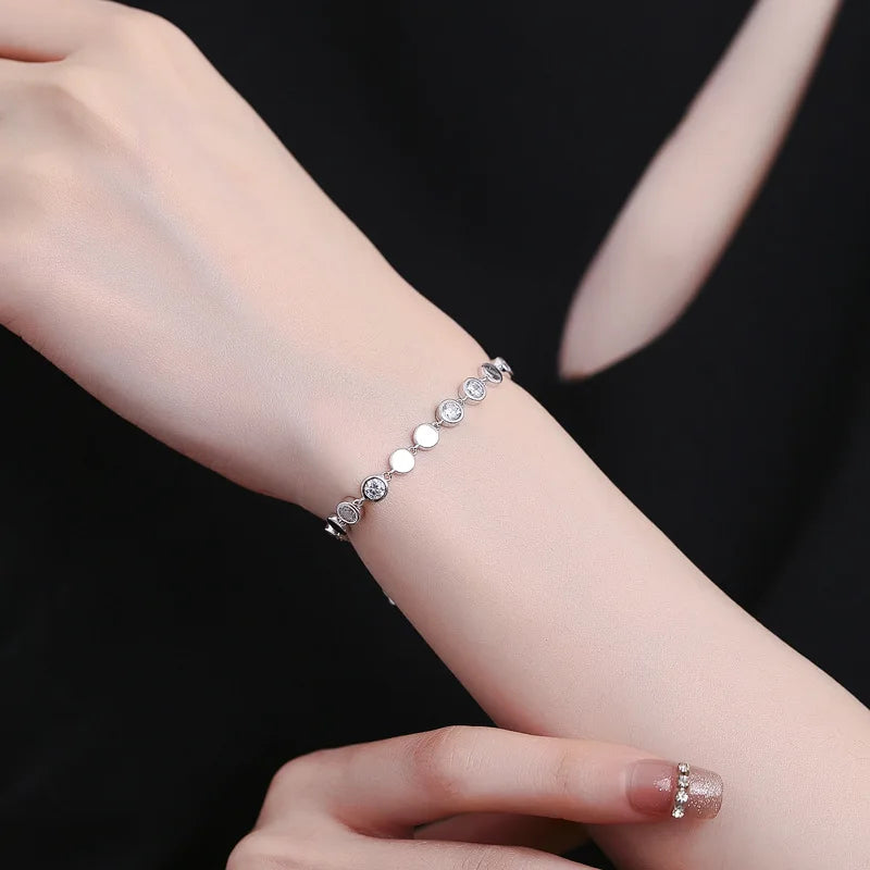 Luxury Solid Platinum PT950 White Diamond Bracelet Women's Light Luxury Exquisite Bracelet