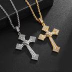 Gold Iced Out Cross Pendant Necklace O-Chain