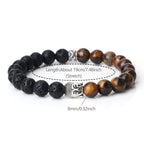 Tibetan Buddha Head Bracelets 8MM Natural Stone Tiger Eye Lava Beads Bangles For Women Men Fashion Couple Prayer