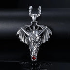 New Personality Trend Necklace Red Drill Wing Dragon Head Style Pendant Stainless Steel Titanium Steel Men's Holiday