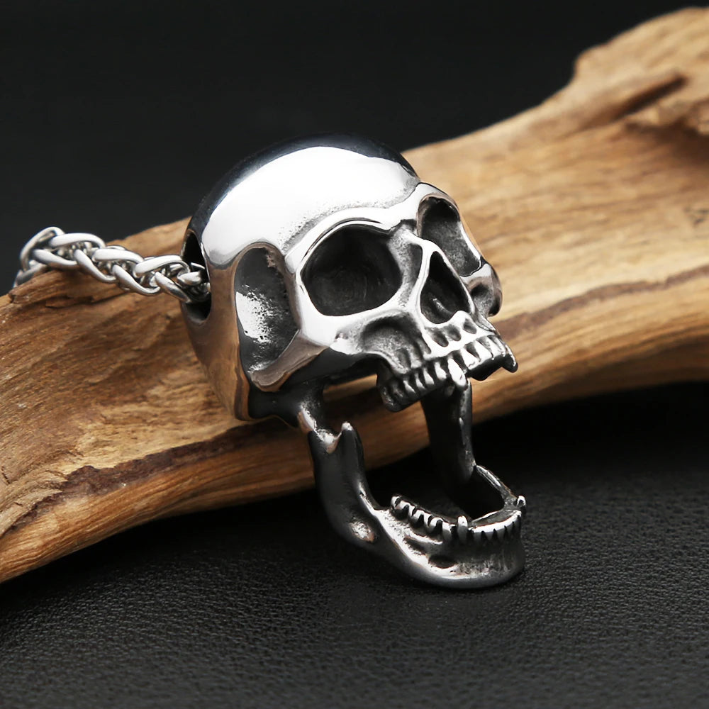 Gothic Skull Bottle Opener Pendant Necklace — Stainless