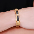 Classical Men Bracelet 12MM Width Black Gold Color Stainless Steel Men's Chain Bracelets With CZ Magnet Clasp 3 Size