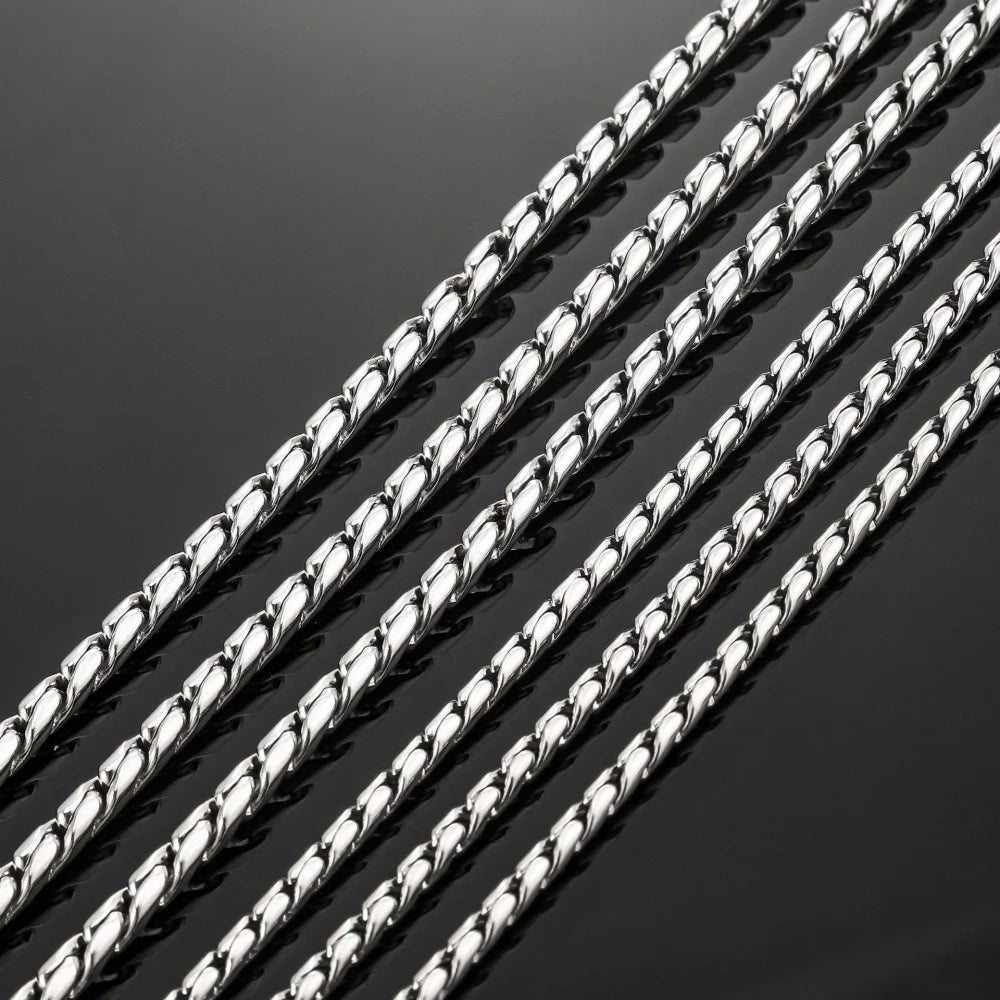 3mm Retro Men Stainless Steel Twisted Cuba Chain Necklace Simple Titanium Steel Necklace Hip Hop Jewelry Trendy Accessories