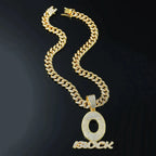 Trendy Hip Hop Letter Charm Letter O Block Pendant Necklace For Women Men Bling Iced Out Cuban Chain Necklaces Charm