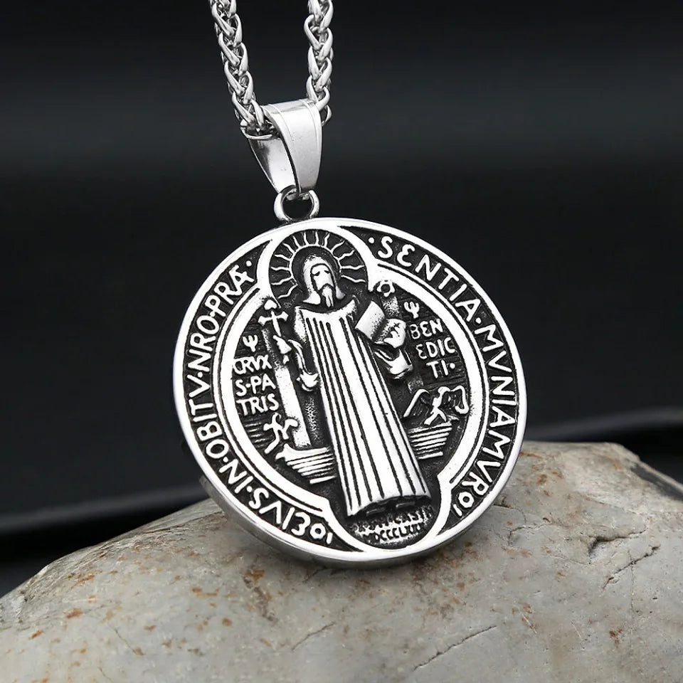 Saint Benedict Steel Pendant Vintage 316L Exorcism