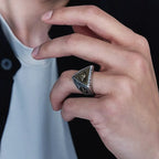 Retro Eye of Providence Vajra Cross Ring Punk Gothic Adjustable Open Ring For Men Copper Fine Jewelry Accessories Blessing Gift