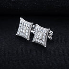 Iced Out Square Stud Earrings — 925 Silver