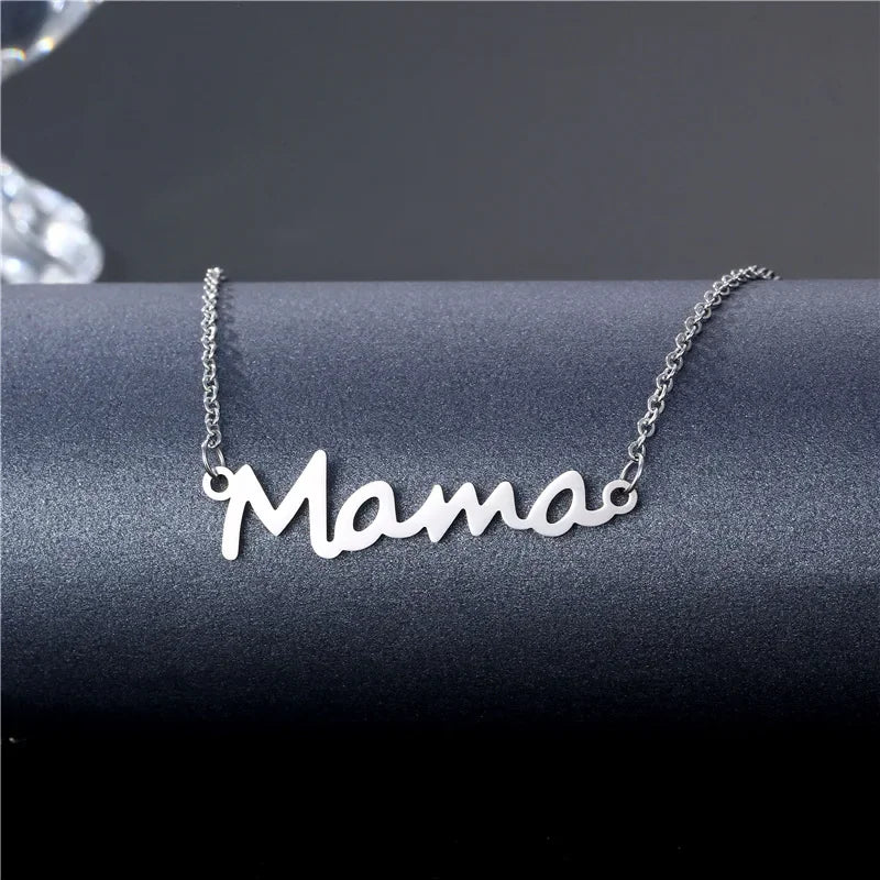 Mama Letter Pendant Necklace — Minimal