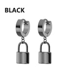 1 pair Fashion Simple Padlock Pendant Stainless steel lock Shaped Stud Earrings For Women Punk Hip Hop Style Ear
