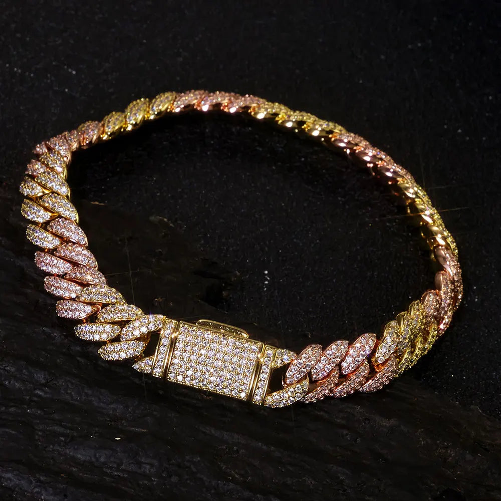 Rose Gold Cuban Chain Necklace Iced Out 10MM