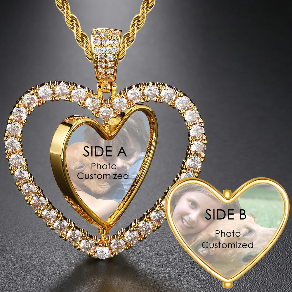 Heart Photo Pendant Necklace Memory