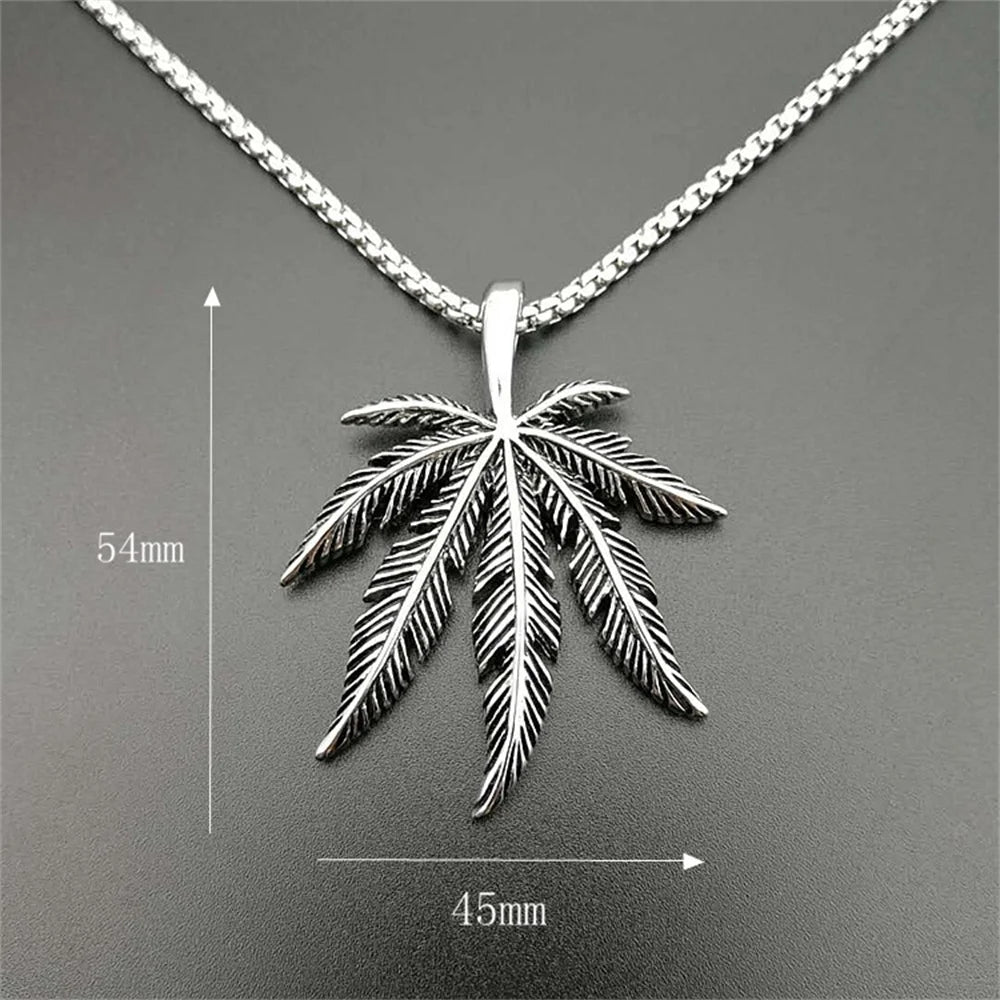Hemp Leaf Gold Pendant Necklace
