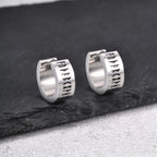 Norse Viking Rune Huggie Hoop Earrings — Two-Tone Steel