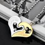 Iced Out Heart Pendant Necklace Stainless Steel