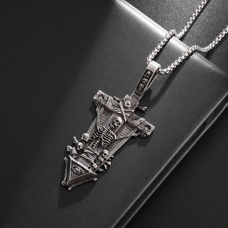 Vintage Catholic Cross Pendant Necklace — Amulet