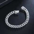 BAYTTLING 925 Sterling Silver 10MM 8 inch Cuban Chain Bracelet For Men Women Fashion Engagement Party Jewelry Bracelets