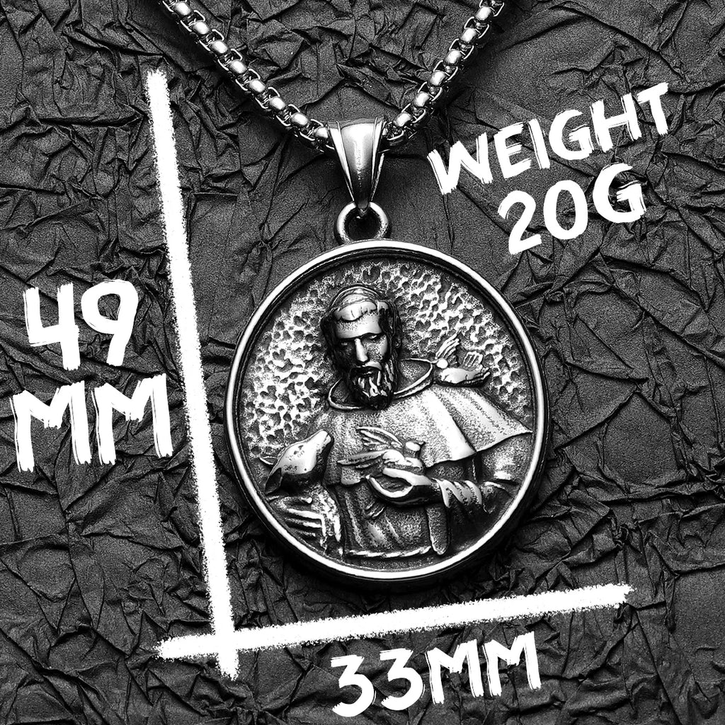 St. Francis Cross Pendant — Stainless Steel