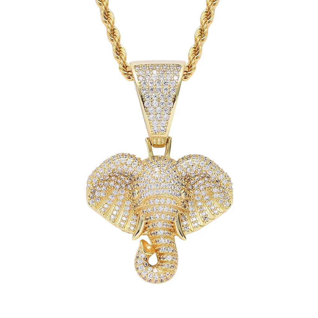 Gold Elephant Pendant Necklace Statement