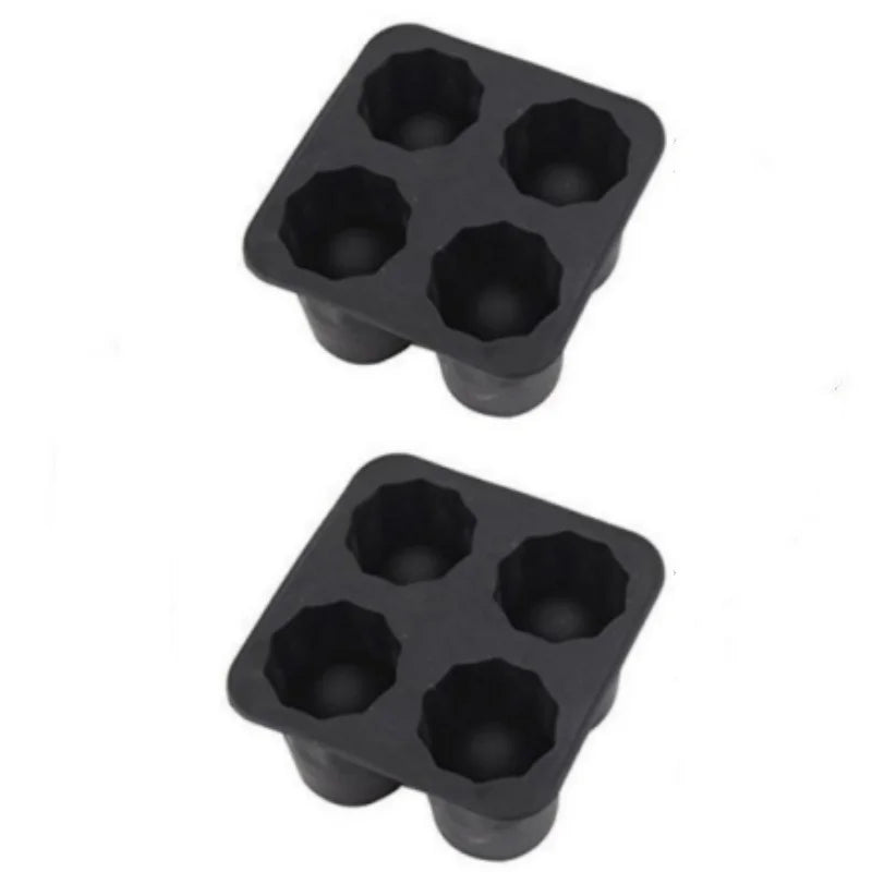 Silicone Ice Cube Mold Four Hole Press Ice Block Maker Creative Round Cup Shape Ice Molds for Whiskey Beer Bar Kitchen