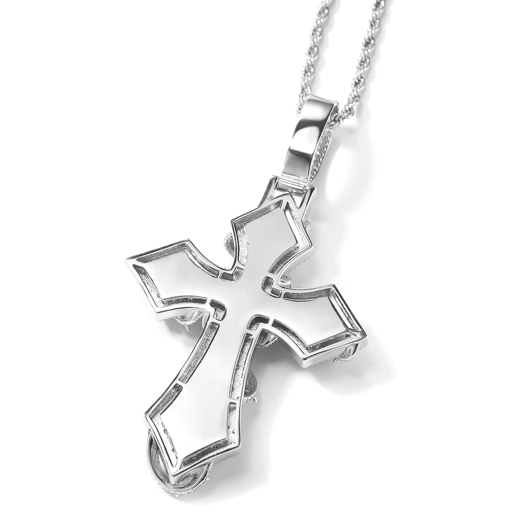 THE BLING KING Iced Out Thorn Wrapped Cross Pendant Necklace Zircon Hip Hop Jewelry Father's Day Graduation Gift for Men