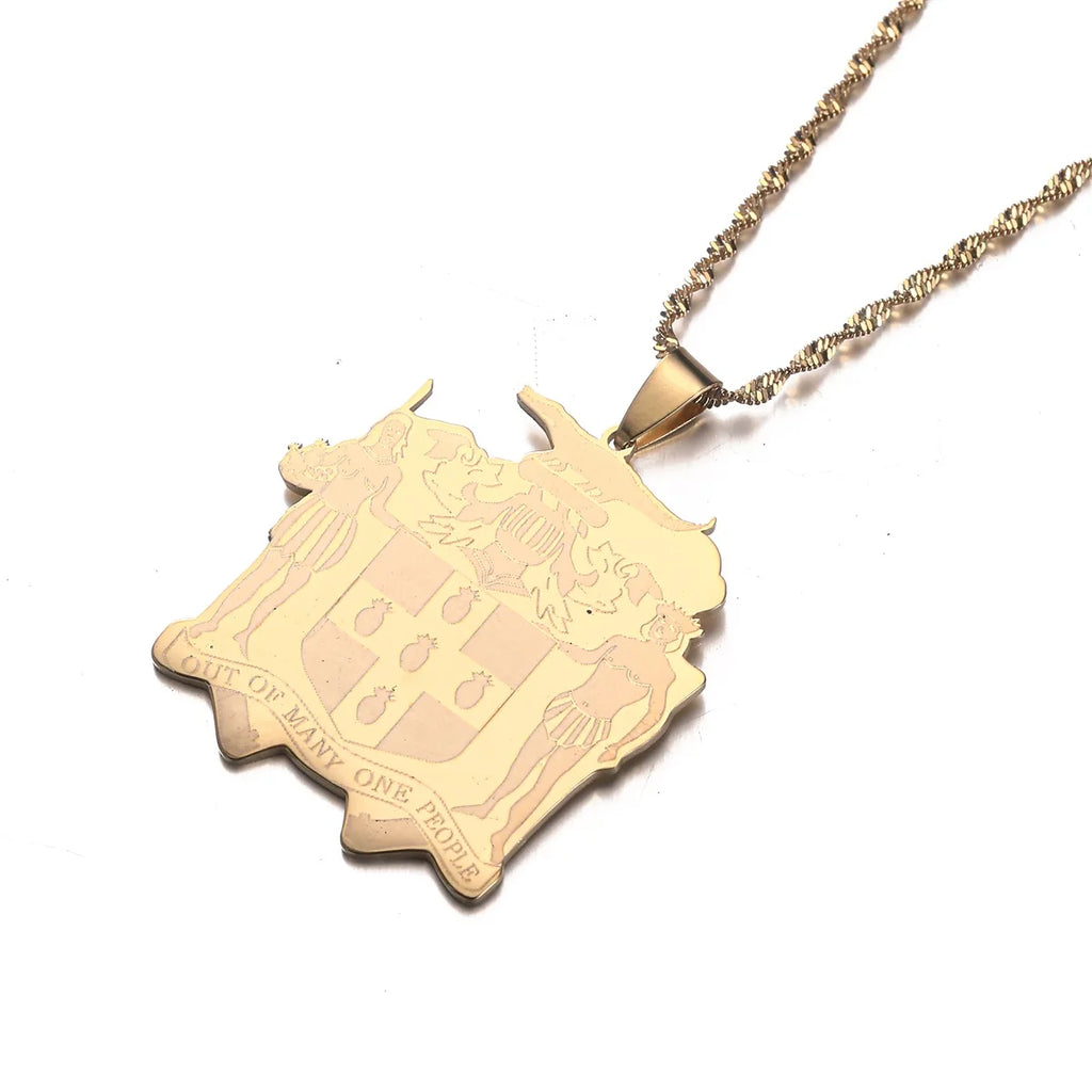 Jamaica Map Pendant Necklace — Stainless Steel