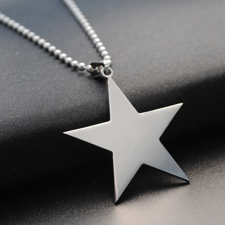 Star of David Beaded Chain Necklace — Stainless Steel