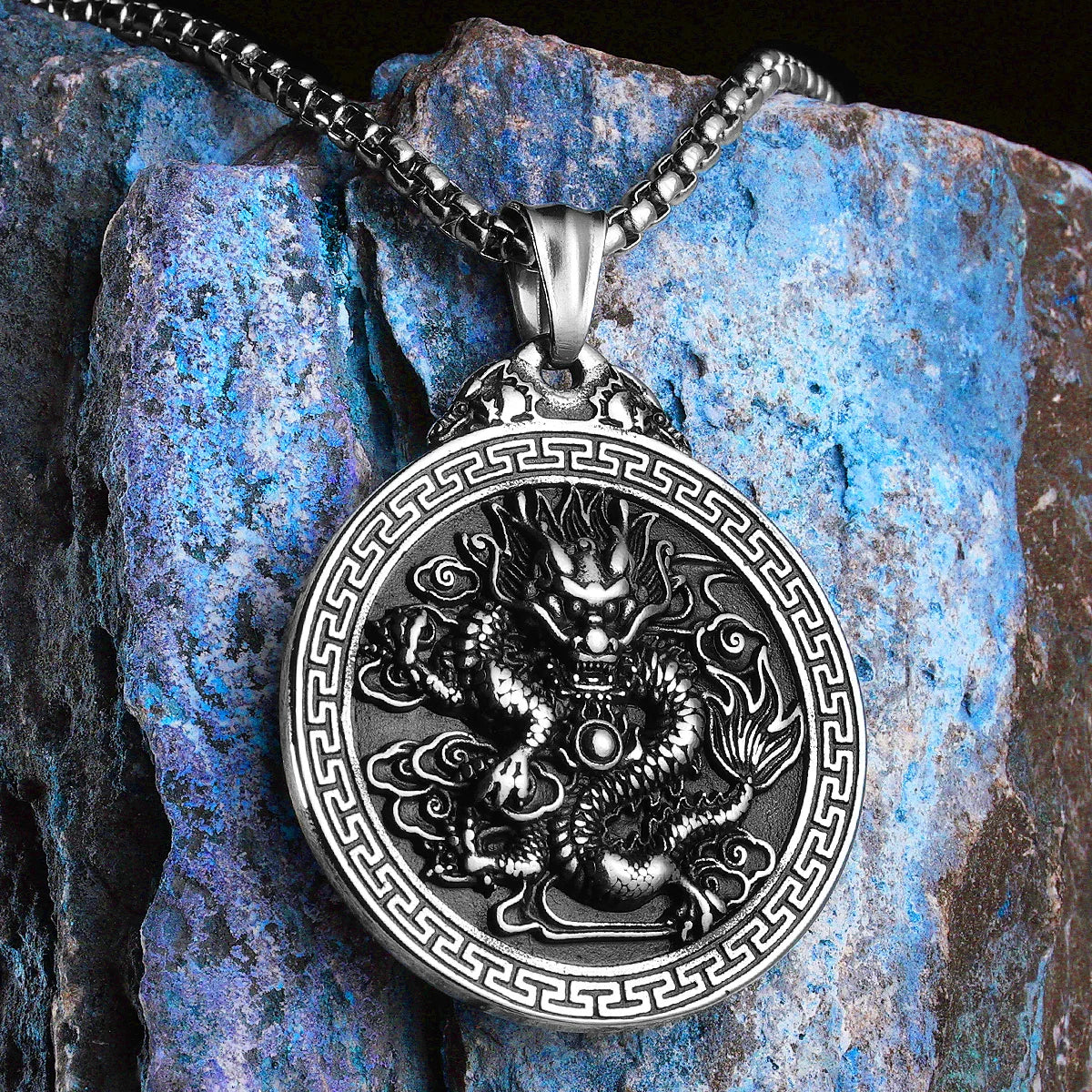 Chinese Dragon Stainless Steel Pendant Necklace