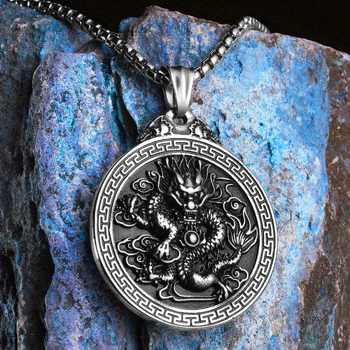 Chinese Dragon Stainless Steel Pendant Necklace