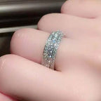 Silver Ring Inlaid Crystal Zirconium Round Ring Stone Men And Women Luxury Simple Fashion Gift Jewelry