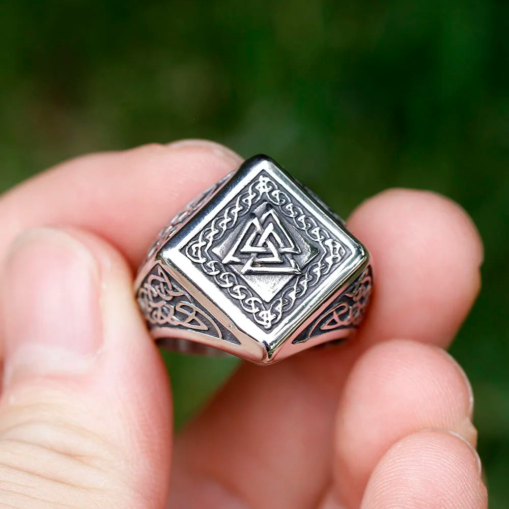 New Vintage 316L Stainless Steel Viking Valknut Amulet Ring Punk Women Men Unisex Jewelry For Party Gift Free Shipping