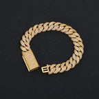 NY 13mm 3 Rows of Fashion Cuban Link Bracelet Iced Out Brass CZ Miami Rectangular Buckle Design Hip Hop Men Jewelry