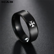 Black Maltese Cross Biker Ring — Stainless Steel